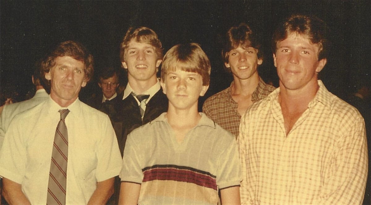 Back row: Brian and Bart; front row: Brad, Brent, and Brad Tillotson