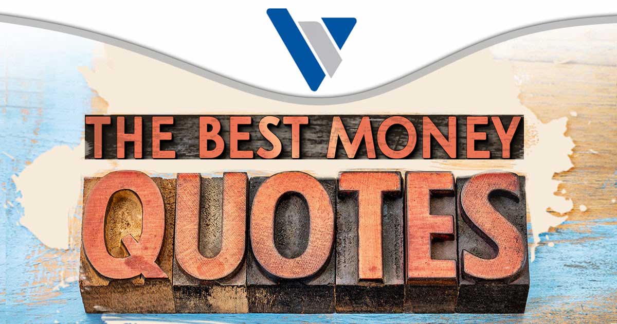Financial graphic featuring quotes about money