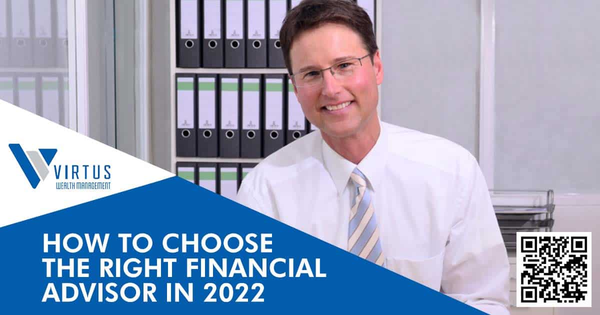Financial advisor selection graphic featuring a professional in an office
