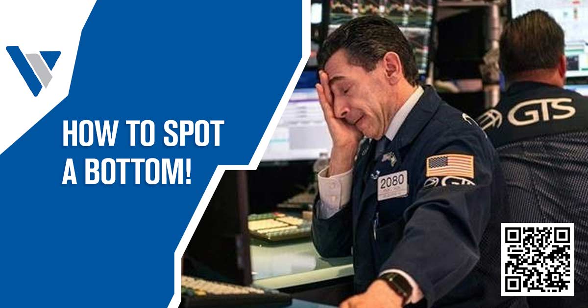 Financial trading graphic asking how to spot a market bottom