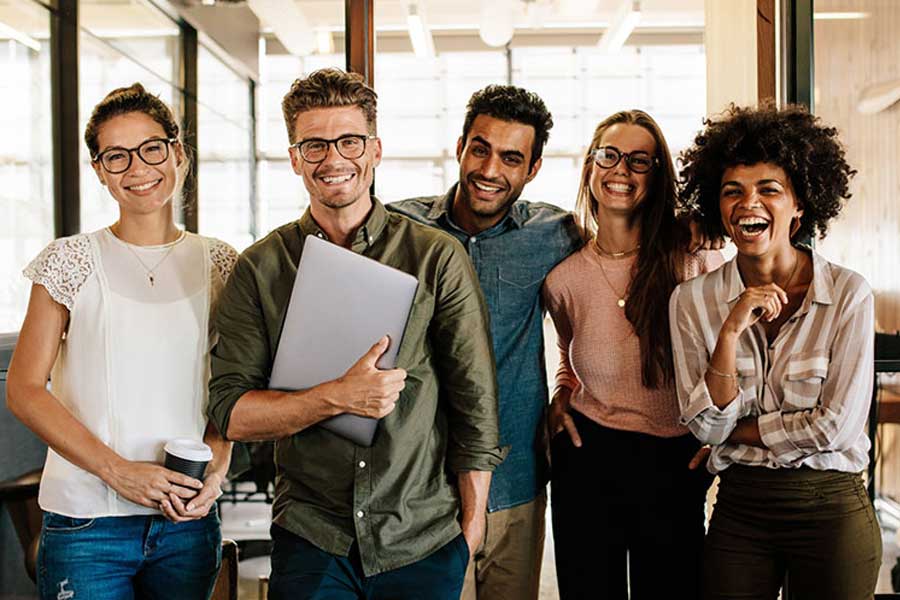 Millennials collaborating in a professional setting
