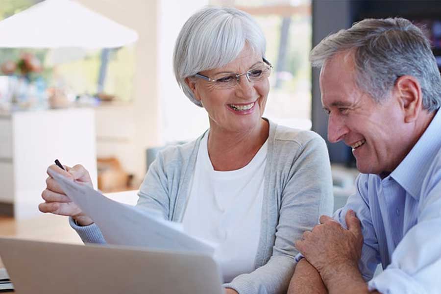 Older couple discussing retirement plans