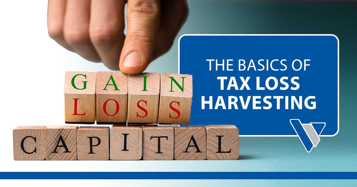 Financial graphic illustrating capital gains and losses for tax-loss harvesting